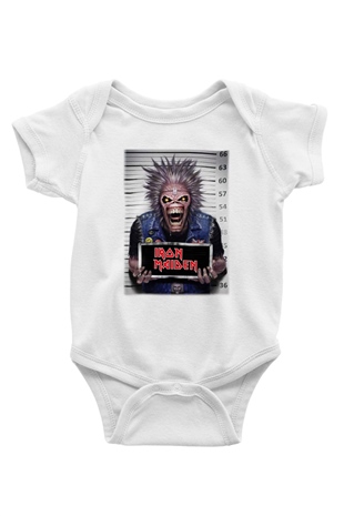 Iron Maiden Baskılı Beyaz Unisex Bebek Body - Zıbın