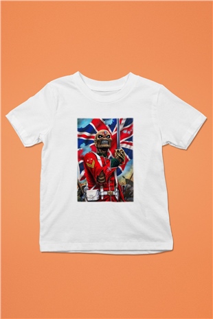 Iron Maiden Baskılı Beyaz Unisex Çocuk Tişört