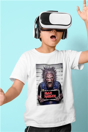 Iron Maiden Baskılı Beyaz Unisex Çocuk Tişört