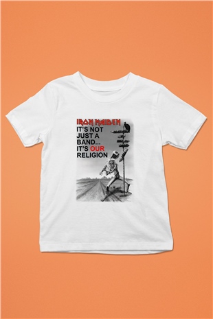 Iron Maiden Baskılı Beyaz Unisex Çocuk Tişört