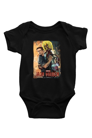 Iron Maiden Baskılı Siyah Bebek Body - Zıbın