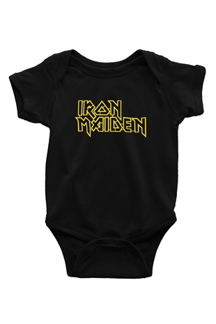 Iron Maiden Baskılı Siyah Bebek Body - Zıbın