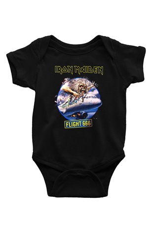 Iron Maiden Baskılı Siyah Bebek Body - Zıbın