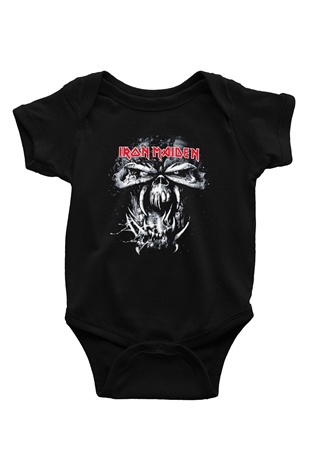 Iron Maiden Baskılı Siyah Bebek Body - Zıbın