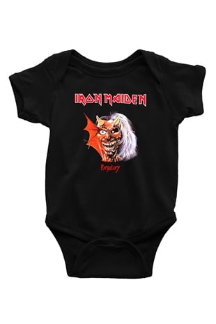 Iron Maiden Baskılı Siyah Bebek Body - Zıbın
