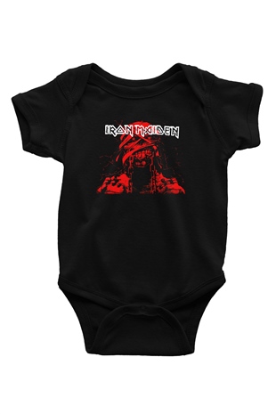 Iron Maiden Baskılı Siyah Bebek Body - Zıbın