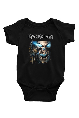 Iron Maiden Baskılı Siyah Bebek Body - Zıbın