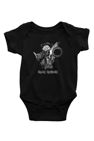 Iron Maiden Baskılı Siyah Bebek Body - Zıbın