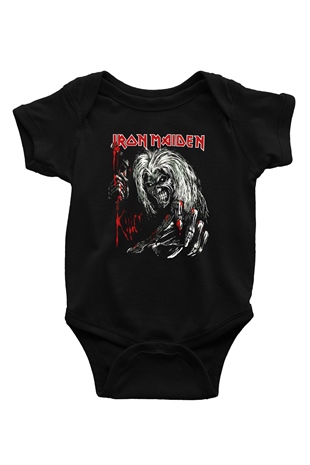 Iron Maiden Baskılı Siyah Bebek Body - Zıbın