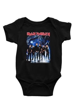 Iron Maiden Baskılı Siyah Bebek Body - Zıbın