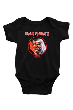 Iron Maiden Baskılı Siyah Bebek Body - Zıbın