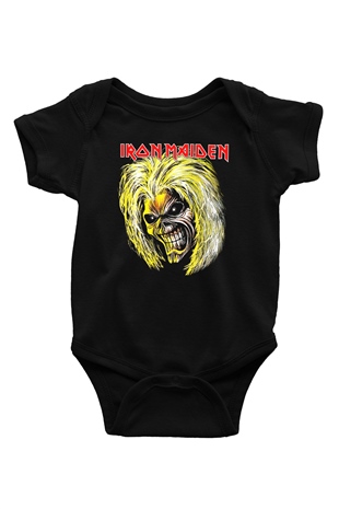 Iron Maiden Baskılı Siyah Bebek Body - Zıbın