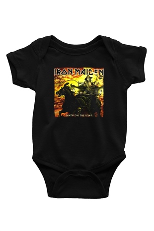 Iron Maiden Baskılı Siyah Bebek Body - Zıbın