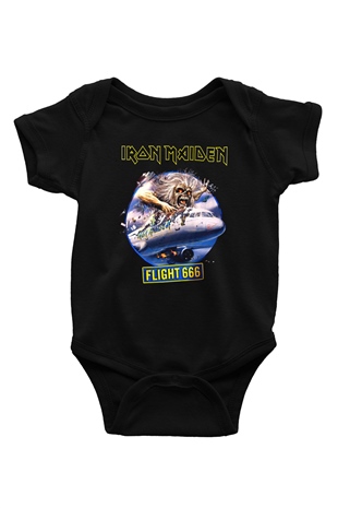 Iron Maiden Baskılı Siyah Bebek Body - Zıbın