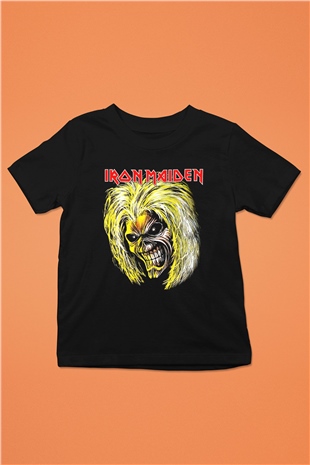 Iron Maiden Baskılı Siyah Unisex Çocuk Tişört