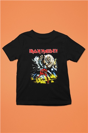 Iron Maiden Baskılı Siyah Unisex Çocuk Tişört