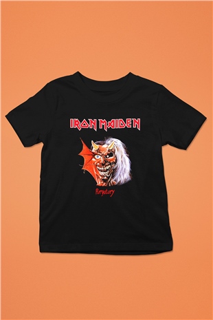 Iron Maiden Baskılı Siyah Unisex Çocuk Tişört