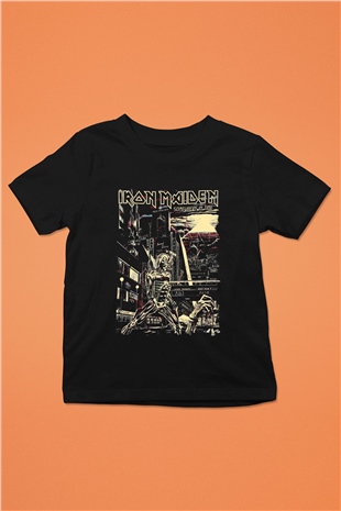 Iron Maiden Baskılı Siyah Unisex Çocuk Tişört