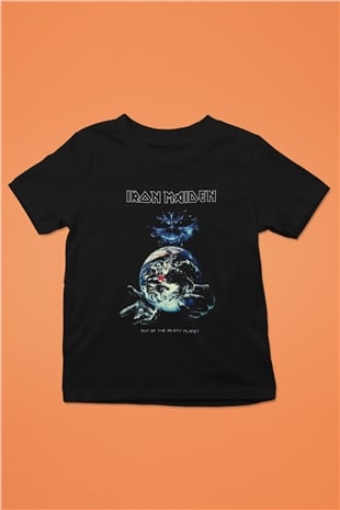 Iron Maiden Baskılı Siyah Unisex Çocuk Tişört