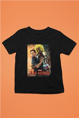 Iron Maiden Baskılı Siyah Unisex Çocuk Tişört