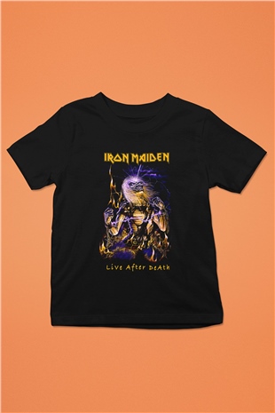 Iron Maiden Baskılı Siyah Unisex Çocuk Tişört
