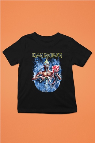 Iron Maiden Baskılı Siyah Unisex Çocuk Tişört