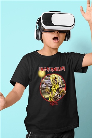 Iron Maiden Baskılı Siyah Unisex Çocuk Tişört