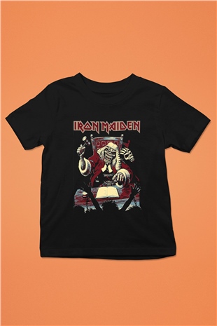 Iron Maiden Baskılı Siyah Unisex Çocuk Tişört