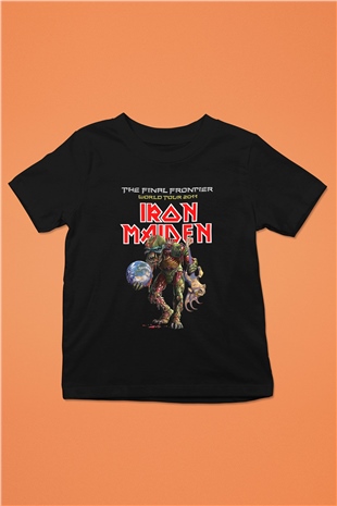 Iron Maiden Baskılı Siyah Unisex Çocuk Tişört