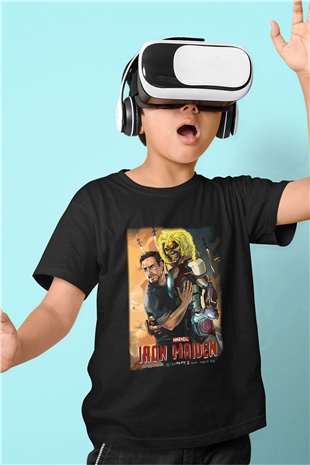 Iron Maiden Baskılı Siyah Unisex Çocuk Tişört