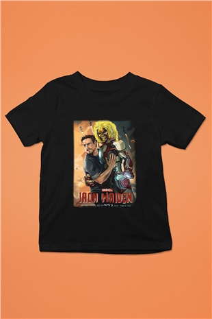 Iron Maiden Baskılı Siyah Unisex Çocuk Tişört