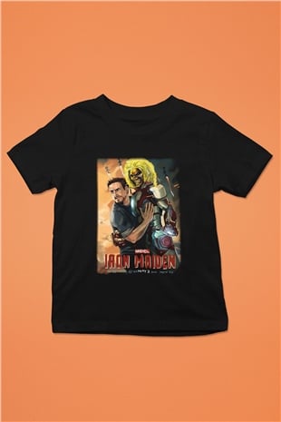 Iron Maiden Baskılı Siyah Unisex Çocuk Tişört