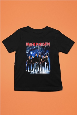 Iron Maiden Baskılı Siyah Unisex Çocuk Tişört