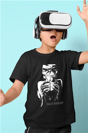 Iron Maiden Baskılı Siyah Unisex Çocuk Tişört