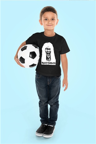 Iron Maiden Baskılı Siyah Unisex Çocuk Tişört