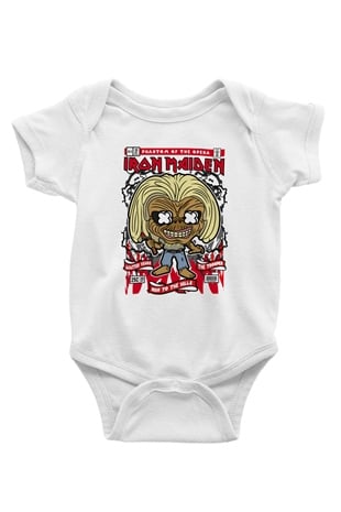 Iron Maiden Baskılı Unisex Beyaz Bebek Body - Zıbın