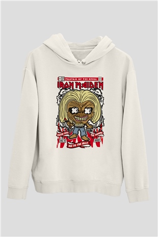 Iron Maiden Baskılı Unisex Beyaz Hoodie