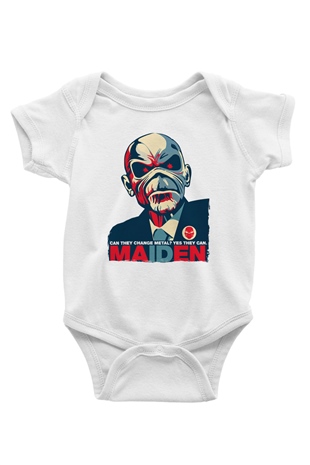 Iron Maiden Beyaz Bebek Body - Zıbın