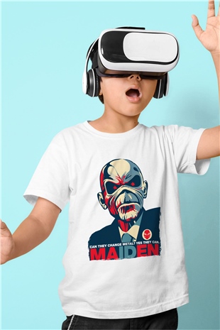 Iron Maiden Beyaz Unisex Çocuk Tişört