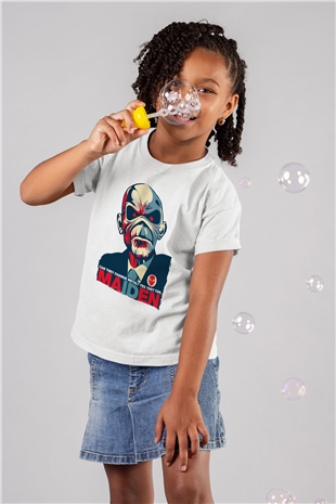 Iron Maiden Beyaz Unisex Çocuk Tişört