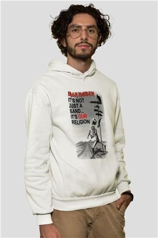 Iron Maiden Beyaz Unisex Kapşonlu Sweatshirt