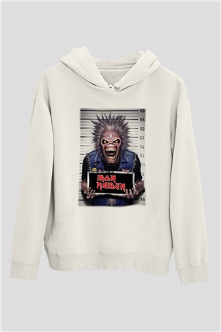 Iron Maiden Beyaz Unisex Kapşonlu Sweatshirt