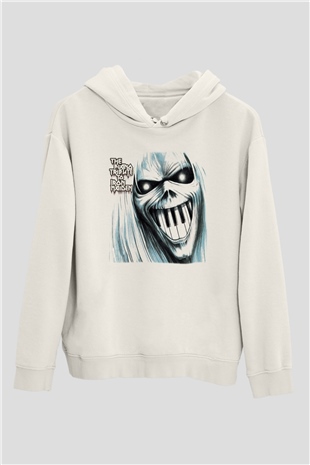 Iron Maiden Beyaz Unisex Kapşonlu Sweatshirt
