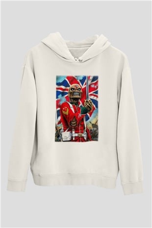 Iron Maiden Beyaz Unisex Kapşonlu Sweatshirt