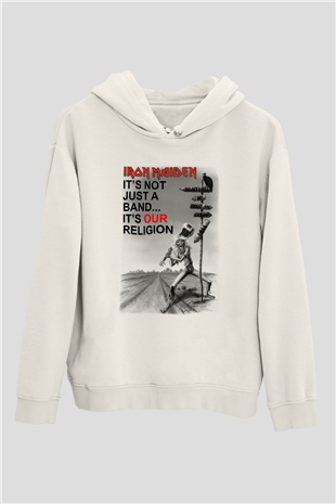 Iron Maiden Beyaz Unisex Kapşonlu Sweatshirt