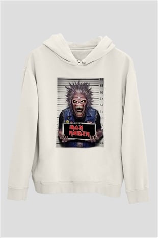Iron Maiden Beyaz Unisex Kapşonlu Sweatshirt