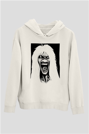 Iron Maiden Beyaz Unisex Kapşonlu Sweatshirt
