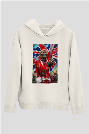 Iron Maiden Beyaz Unisex Kapşonlu Sweatshirt