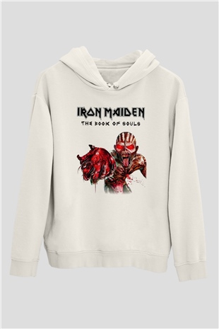 Iron Maiden Beyaz Unisex Kapşonlu Sweatshirt