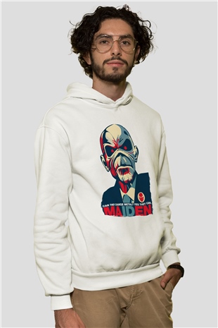 Iron Maiden Beyaz Unisex Kapüşonlu Sweatshirt